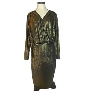 Pink Clove long sleeved metallic party/cocktail dress gold New Size 16. 1o